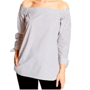 Banana Republic Off-Shoulder Striped Blouse